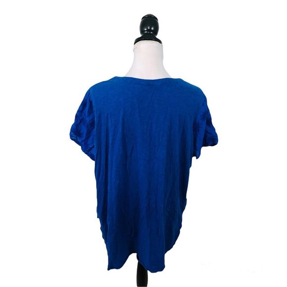 Life Style Woman Knit Top Blouse Plus Size 1X Blue Embroidered Floral Shirt - Picture 6 of 9